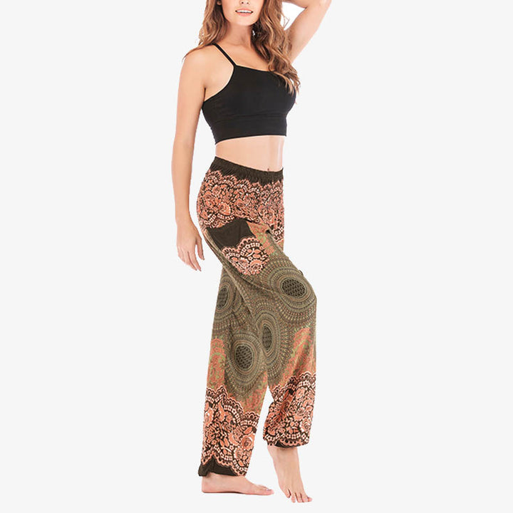 Buddha Stones Round Geometric Pattern Loose Casual Harem Trousers High Waist Women's Yoga Pants - image 41