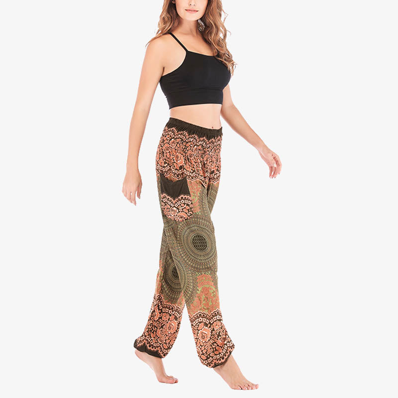 Buddha Stones Round Geometric Pattern Loose Casual Harem Trousers High Waist Women's Yoga Pants - image 44