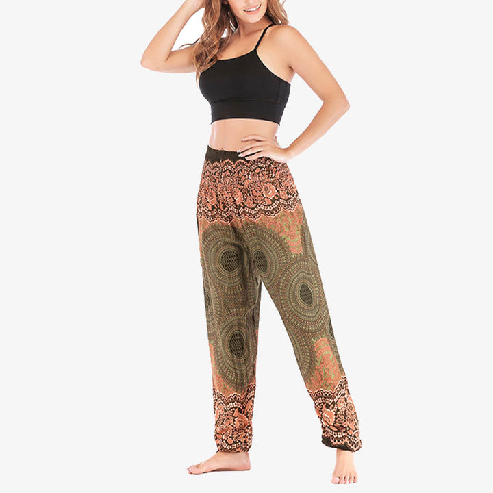 Buddha Stones Round Geometric Pattern Loose Casual Harem Trousers High Waist Women's Yoga Pants - image 48