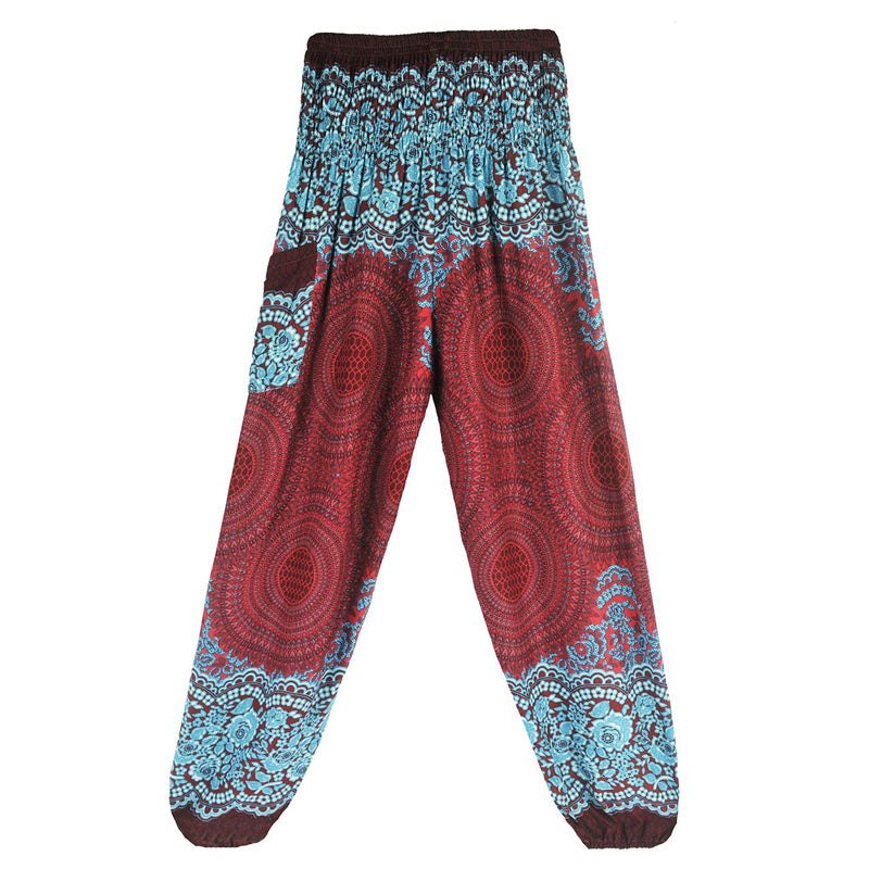 Buddha Stones Round Geometric Pattern Loose Casual Harem Trousers High Waist Women's Yoga Pants