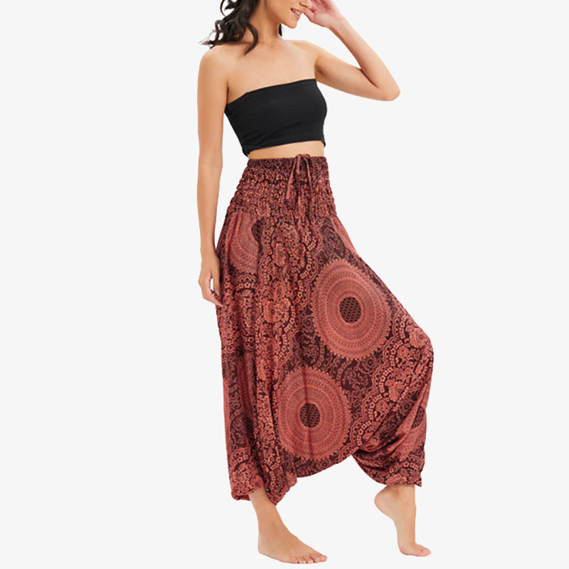 Buddha Stones Two Style Wear Round Geometric Loose Casual Harem Trousers Jumpsuit Women's Yoga Pants - image 11
