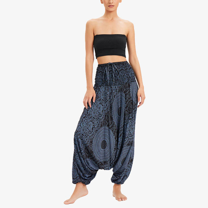 Buddha Stones Two Style Wear Round Geometric Loose Casual Harem Trousers Jumpsuit Women's Yoga Pants