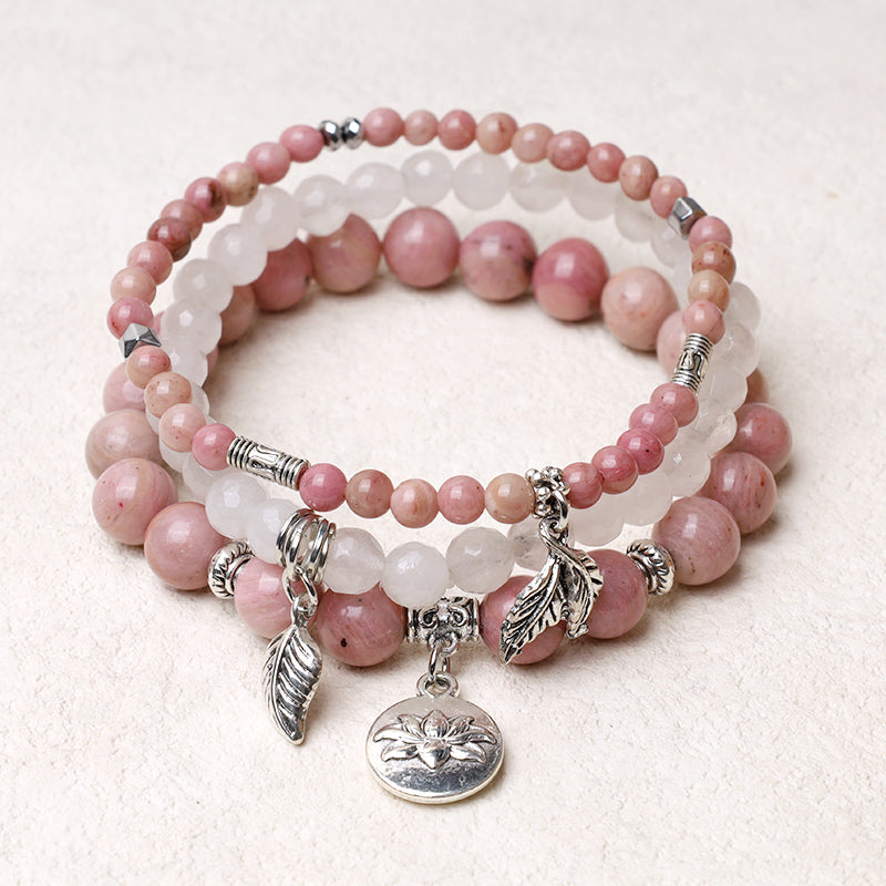 Buddha Stones 3PCS Natural Quartz Crystal Beaded Healing Energy Lotus Bracelet - image 14