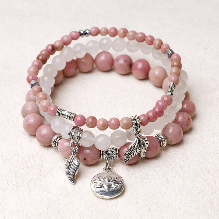 Buddha Stones 3PCS Natural Quartz Crystal Beaded Healing Energy Lotus Bracelet - image 14