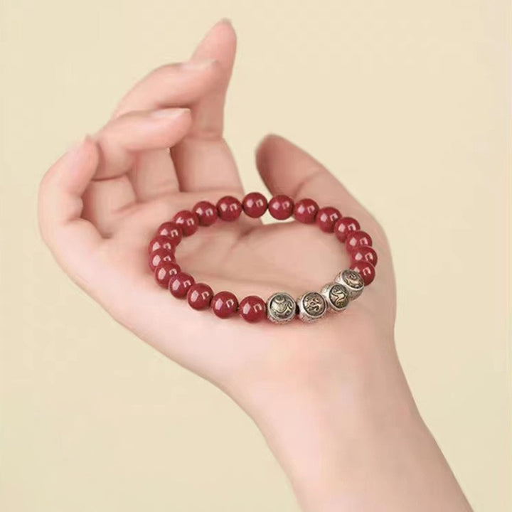 Buddha Stones 925 Sterling Silver Natural Cinnabar Four Beasts Blessing Bracelet - image 18