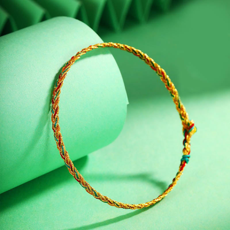 Buddha Stones Handmade Multicolored Dragon Scale Pattern Braid String Bracelet - image 1