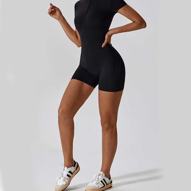 Buddha Stones High Stretch Zipper Short Sleeve Jumpsuit Sports Fitness Yoga Women Bodysuit - image 22
