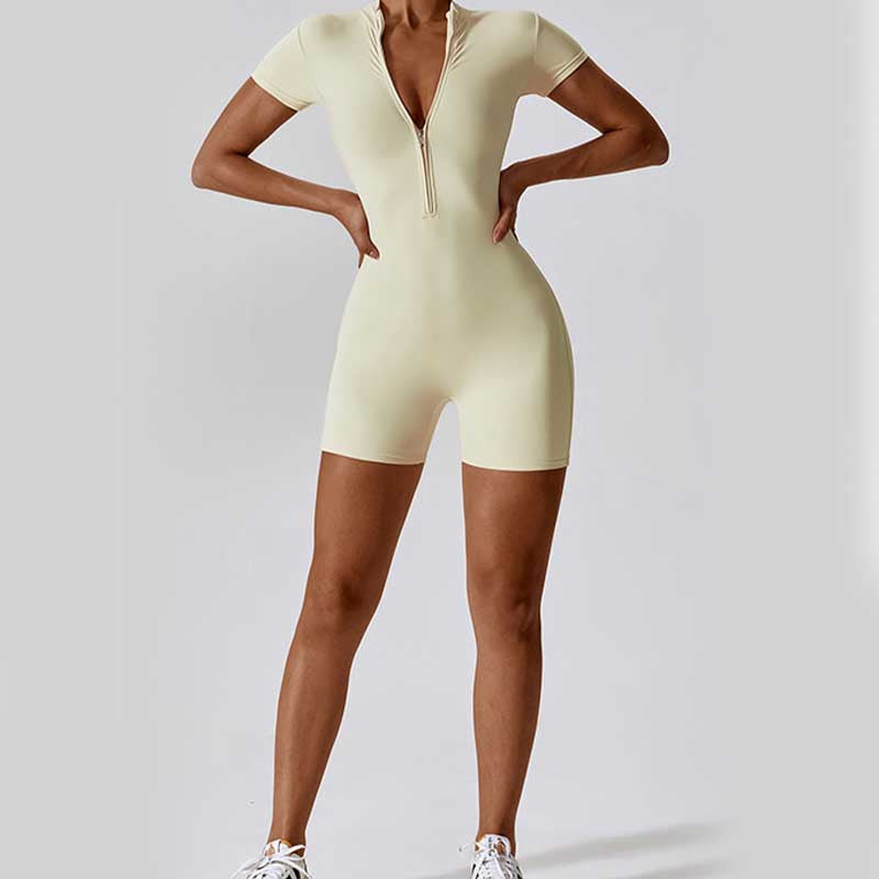 Buddha Stones High Stretch Zipper Short Sleeve Jumpsuit Sports Fitness Yoga Women Bodysuit - image 36