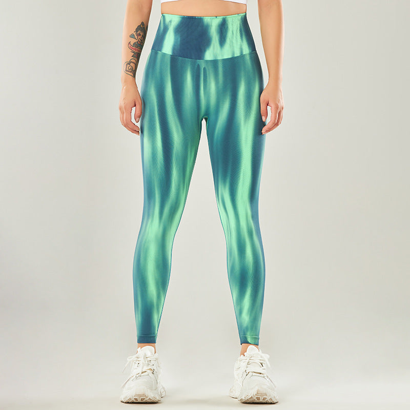 Buddha Stones Seamless Tie Dye Print Pants Sports High Waist Leggings Women's Yoga Pants