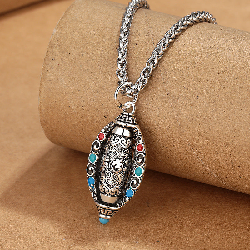 Buddha Stones Tibetan Om Mani Padme Hum Purity Rotatable Necklace Pendant - image 1