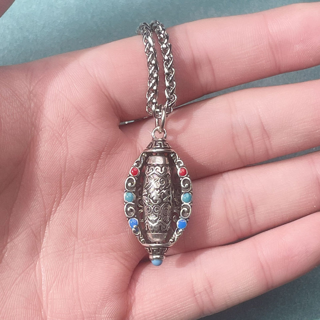 Buddha Stones Tibetan Om Mani Padme Hum Purity Rotatable Necklace Pendant - image 5