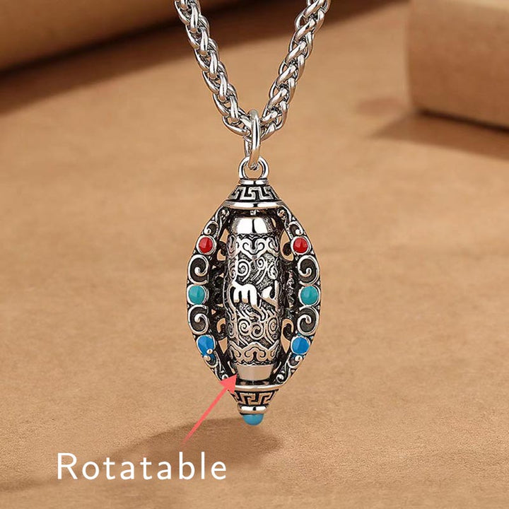 Buddha Stones Tibetan Om Mani Padme Hum Purity Rotatable Necklace Pendant - Om Mani Padme Hum - image 0