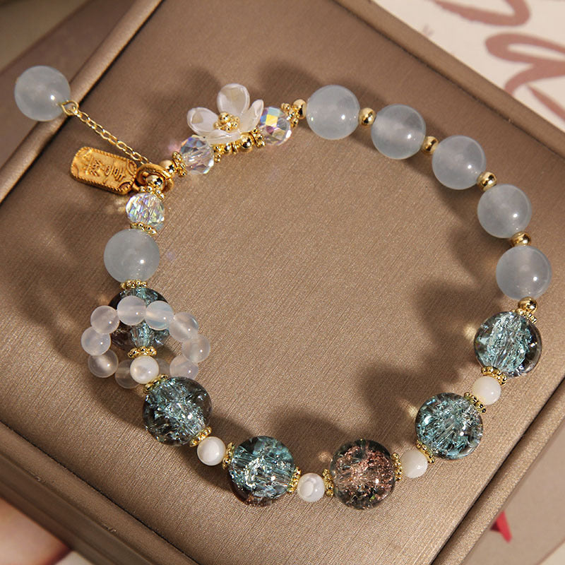 Buddha Stones "Wishing You Healing and Grace" Blue Chalcedony Bracelet Includes Gift Message Card - image 11