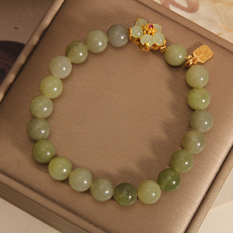 Buddha Stones "Hoping for Peace and Blooming Joy" Green Jade Bracelet Includes Gift Message Card - image 10