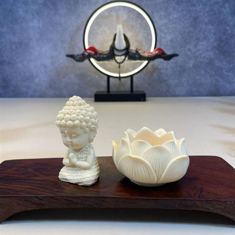 Buddha Stones Mini Ivory Fruit Tathagata Buddha Lotus Kwan Yin Avalokitesvara Manjusri Samantabhadra Serenity Desk Decoration - image 5