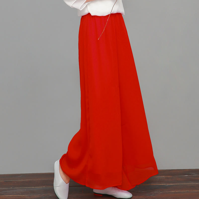 Buddha Stones Simple Pattern Midi Dress Wide Leg Pants Meditation Spiritual Zen Practice Yoga Dance Clothing - Red - Wide Leg Pants(Pants Only) - US8-10，UK/AU12-14，EU40-42 (2XL) - image 15