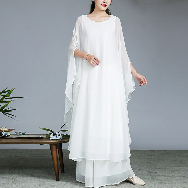 Buddha Stones Simple Pattern Midi Dress Wide Leg Pants Meditation Spiritual Zen Practice Yoga Dance Clothing - image 2