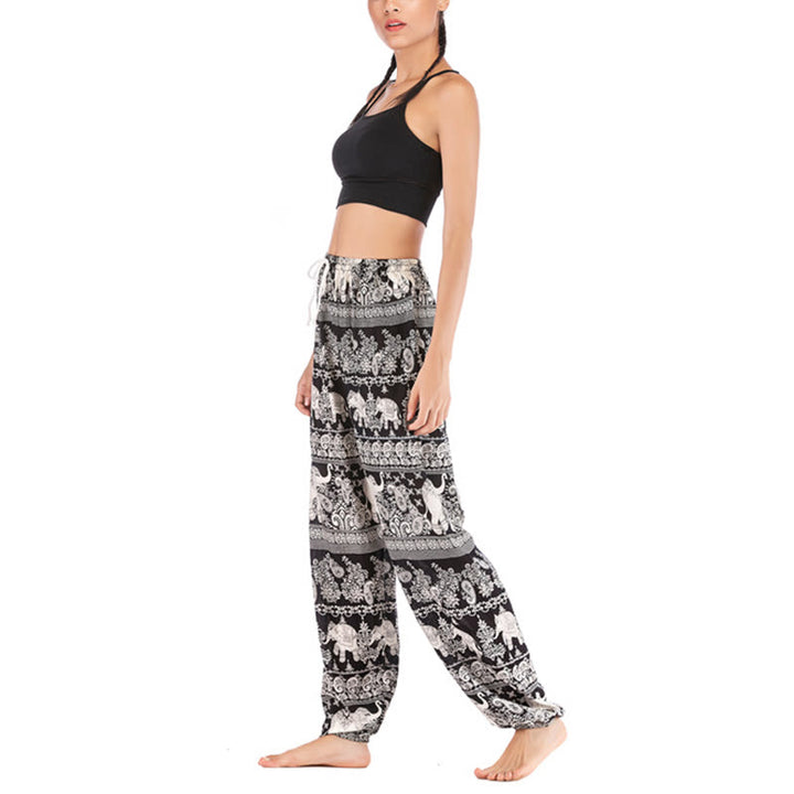 Buddha Stones Boho Loose Elephant Pattern Harem Trousers Women's Yoga Pants - image 15