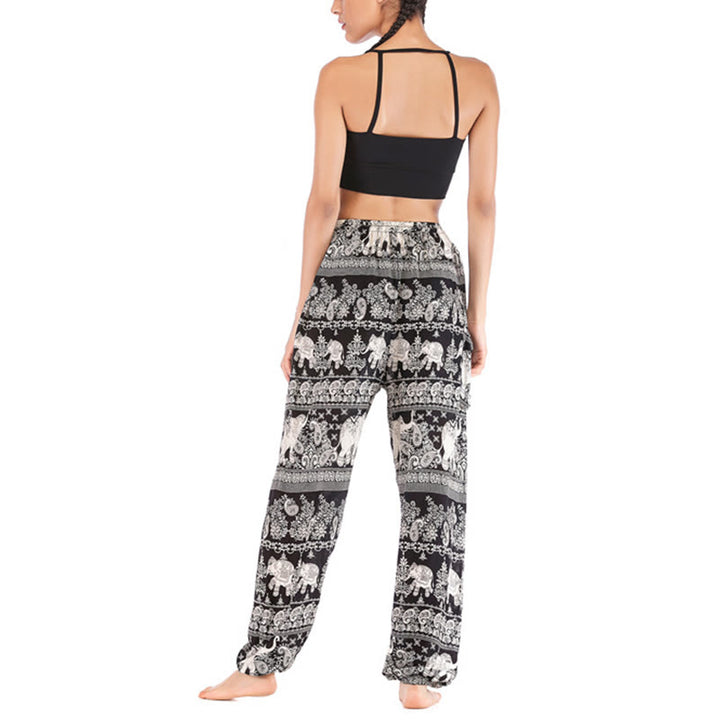 Buddha Stones Boho Loose Elephant Pattern Harem Trousers Women's Yoga Pants - image 11