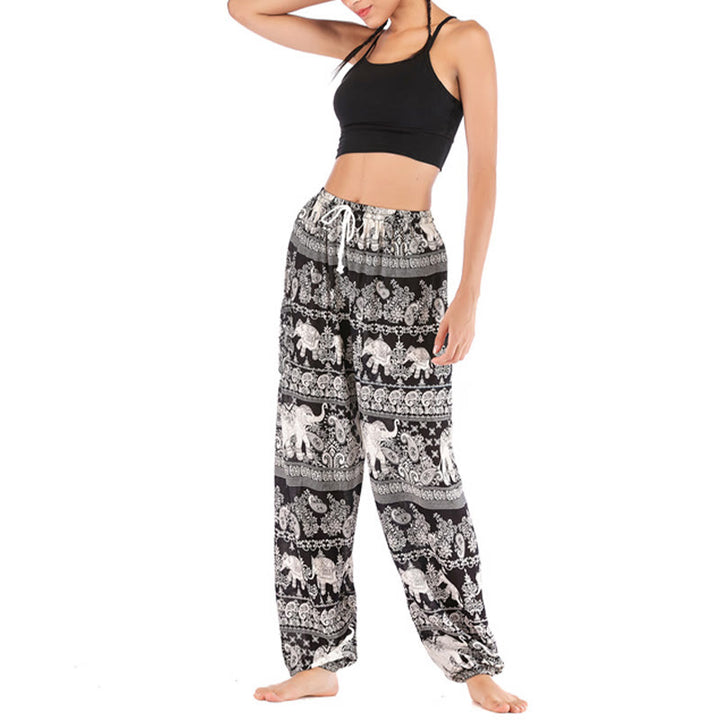 Buddha Stones Boho Loose Elephant Pattern Harem Trousers Women's Yoga Pants - image 18