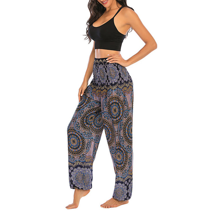 Buddha Stones Boho Loose Round Geometric Pattern Harem Trousers Women's Yoga Pants