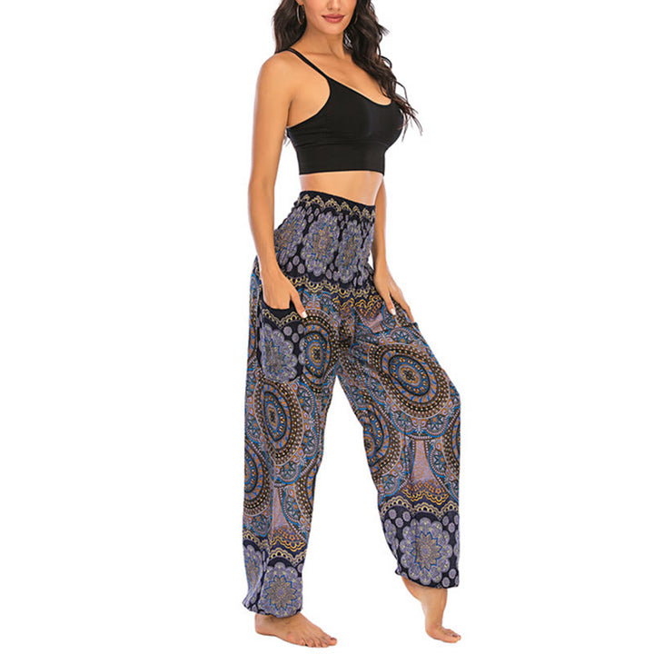 Buddha Stones Boho Loose Round Geometric Pattern Harem Trousers Women's Yoga Pants