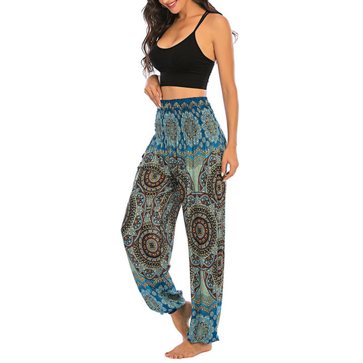 Buddha Stones Boho Loose Round Geometric Pattern Harem Trousers Women's Yoga Pants