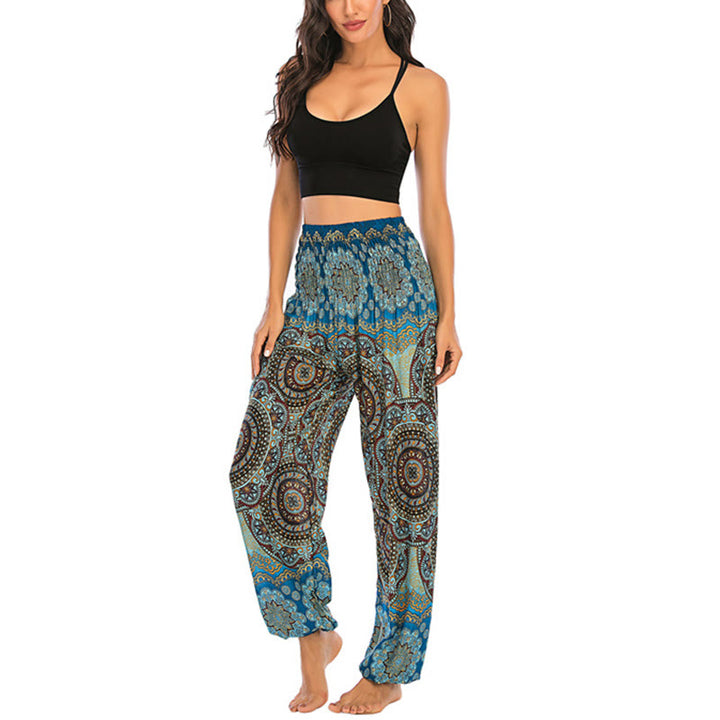 Buddha Stones Boho Loose Round Geometric Pattern Harem Trousers Women's Yoga Pants