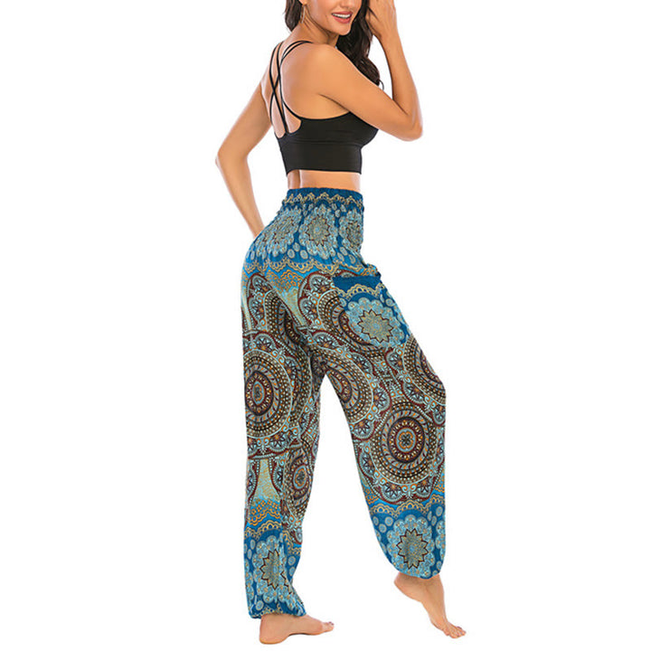 Buddha Stones Boho Loose Round Geometric Pattern Harem Trousers Women's Yoga Pants