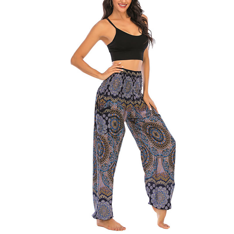 Buddha Stones Boho Loose Round Geometric Pattern Harem Trousers Women's Yoga Pants