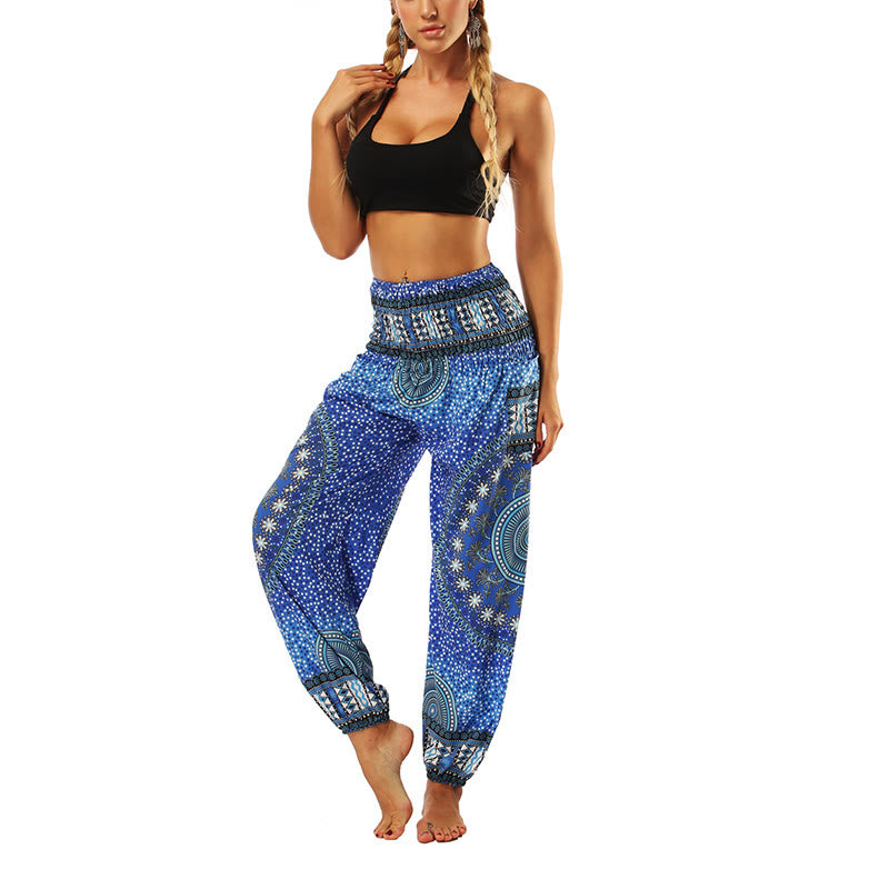 Buddha Stones Boho Loose Geometric Elephant Pattern Harem Trousers Women's Yoga Pants