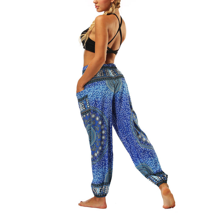 Buddha Stones Boho Loose Geometric Elephant Pattern Harem Trousers Women's Yoga Pants