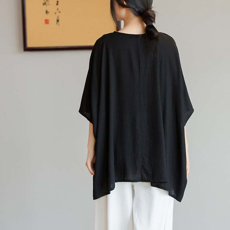 Buddha Stones Solid Color Three Quarter Sleeve Top Loose Tee T-Shirt - image 22