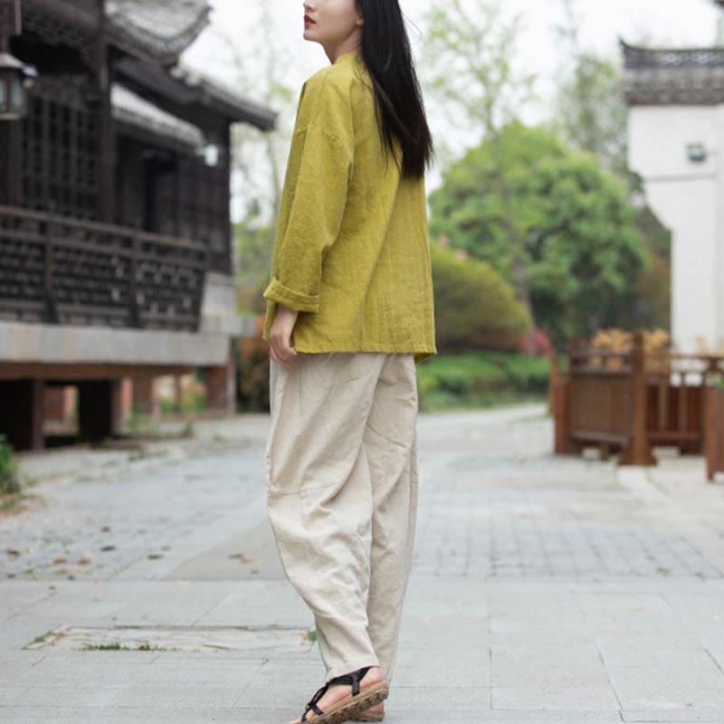 Buddha Stones Ramie Linen Blouse Women Shirt Top Chinese Hanfu Style Clothing - image 32