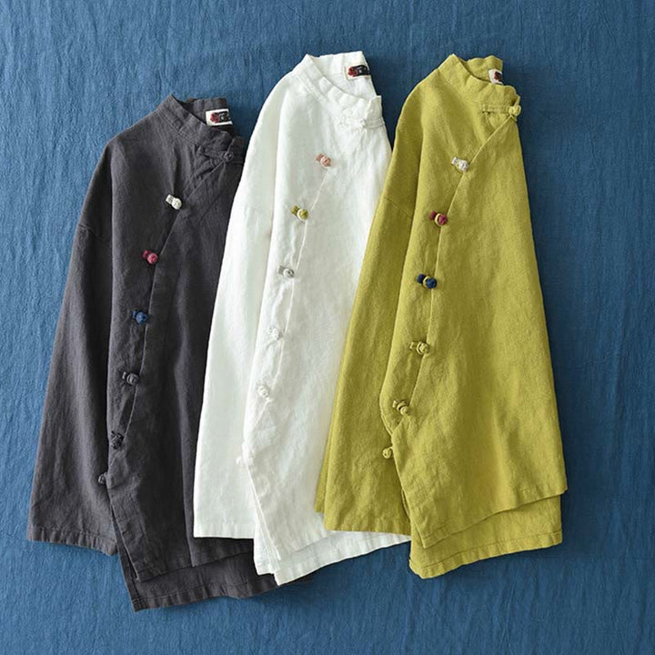 Buddha Stones Ramie Linen Blouse Women Shirt Top Chinese Hanfu Style Clothing - image 34
