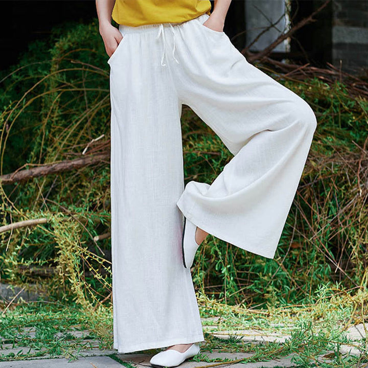 Buddha Stones Plain Wide Leg Pants Dance Women's Yoga Pants With Pockets - image 15