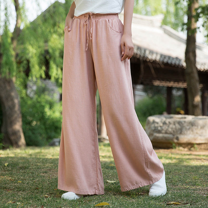 Buddha Stones Plain Wide Leg Pants Dance Women's Yoga Pants With Pockets - Light Pink - US6，UK/AU10，EU38 (L)  - image 30