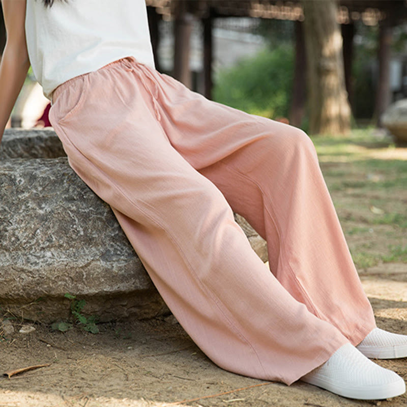 Buddha Stones Plain Wide Leg Pants Dance Women's Yoga Pants With Pockets