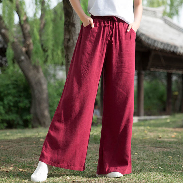 Buddha Stones Plain Wide Leg Pants Dance Women's Yoga Pants With Pockets