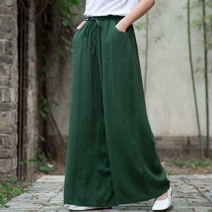 Buddha Stones Plain Wide Leg Pants Dance Women's Yoga Pants With Pockets - image 50