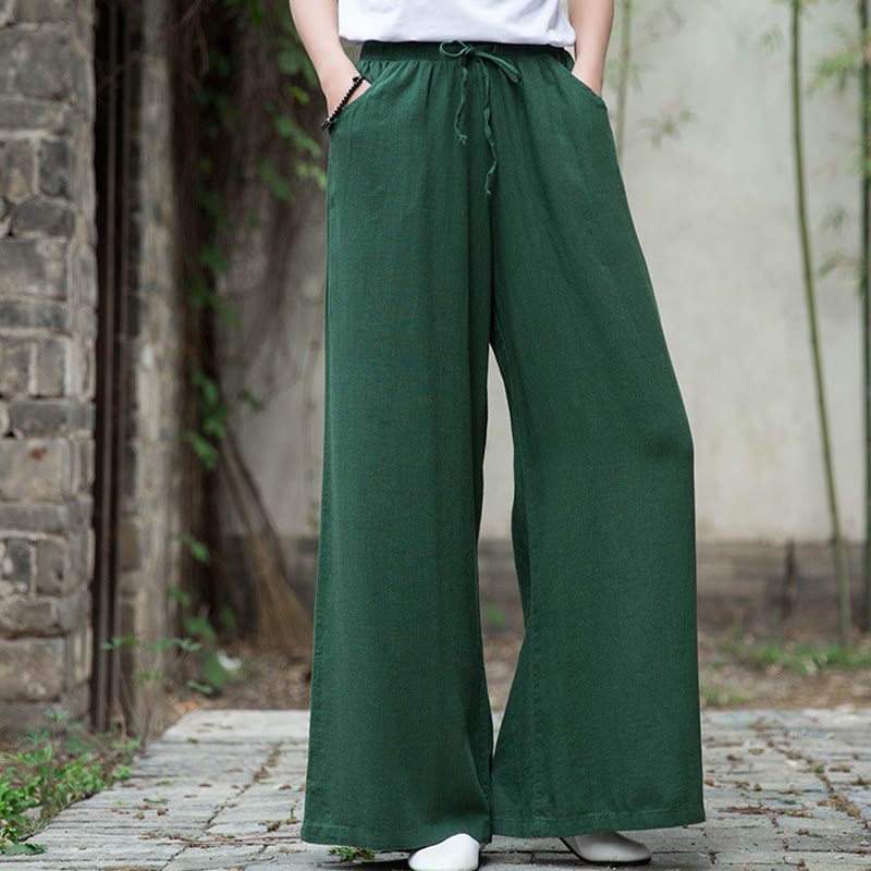 Buddha Stones Plain Wide Leg Pants Dance Women's Yoga Pants With Pockets - image 51