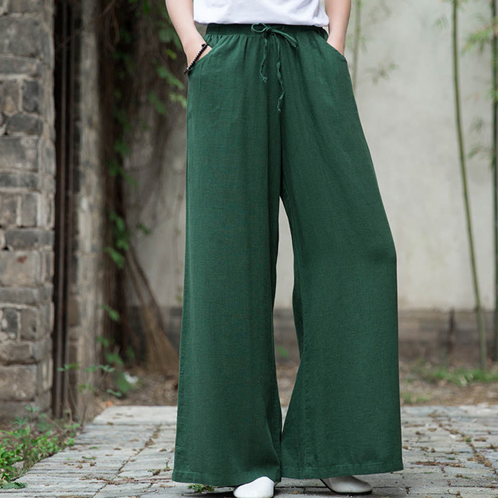 Buddha Stones Plain Wide Leg Pants Dance Women's Yoga Pants With Pockets - image 51