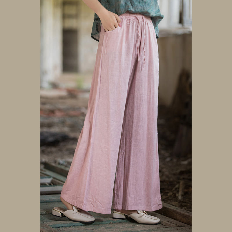 Buddha Stones Plain Wide Leg Pants Dance Women's Yoga Pants With Pockets