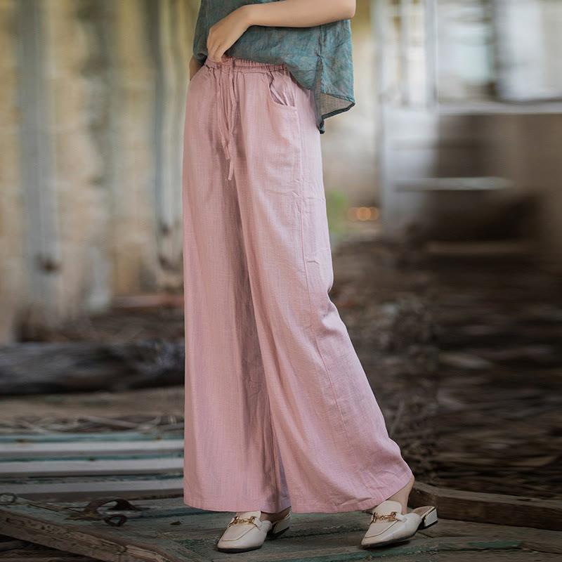 Buddha Stones Plain Wide Leg Pants Dance Women's Yoga Pants With Pockets - Pink - US6，UK/AU10，EU38 (L)  - image 58
