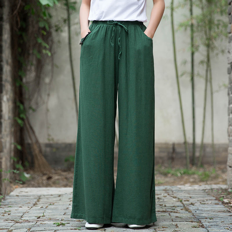 Buddha Stones Plain Wide Leg Pants Dance Women's Yoga Pants With Pockets - Green - US6，UK/AU10，EU38 (L)  - image 49