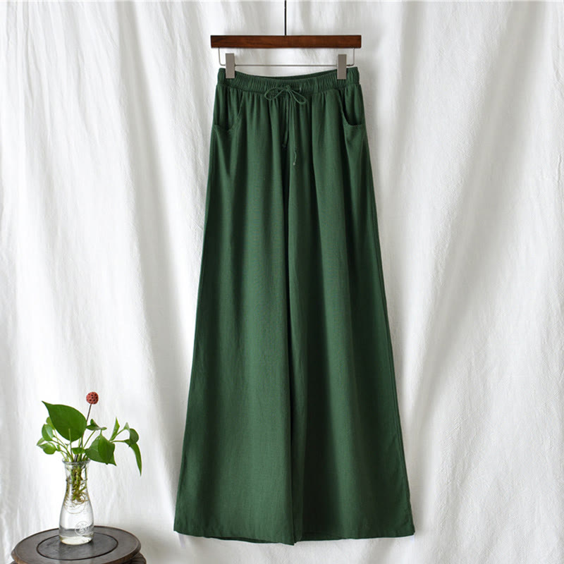 Buddha Stones Plain Wide Leg Pants Dance Women's Yoga Pants With Pockets