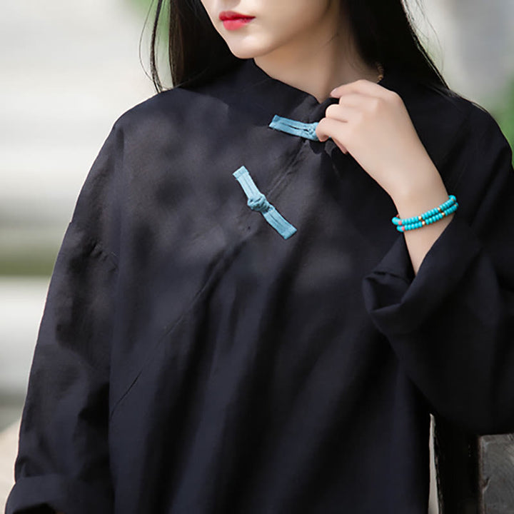 Buddha Stones Ramie Linen Loose Blouse Women Long Sleeve Shirt Chinese Hanfu Top - image 17