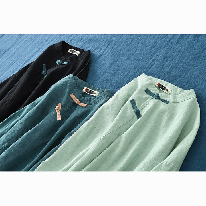 Buddha Stones Ramie Linen Loose Blouse Women Long Sleeve Shirt Chinese Hanfu Top - image 29