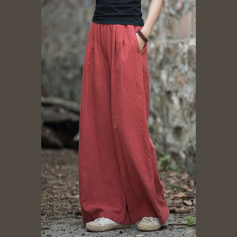 Buddha Stones Retro Wide Leg Pants Casual Women's Yoga Pants With Pockets - image 27