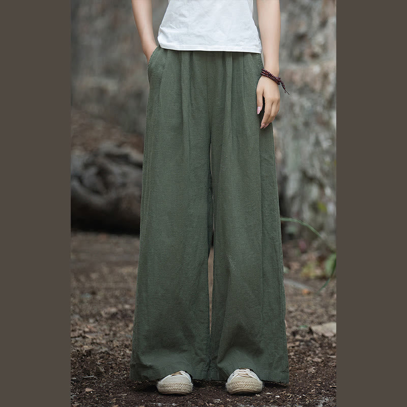 Buddha Stones Retro Wide Leg Pants Casual Women's Yoga Pants With Pockets - image 33